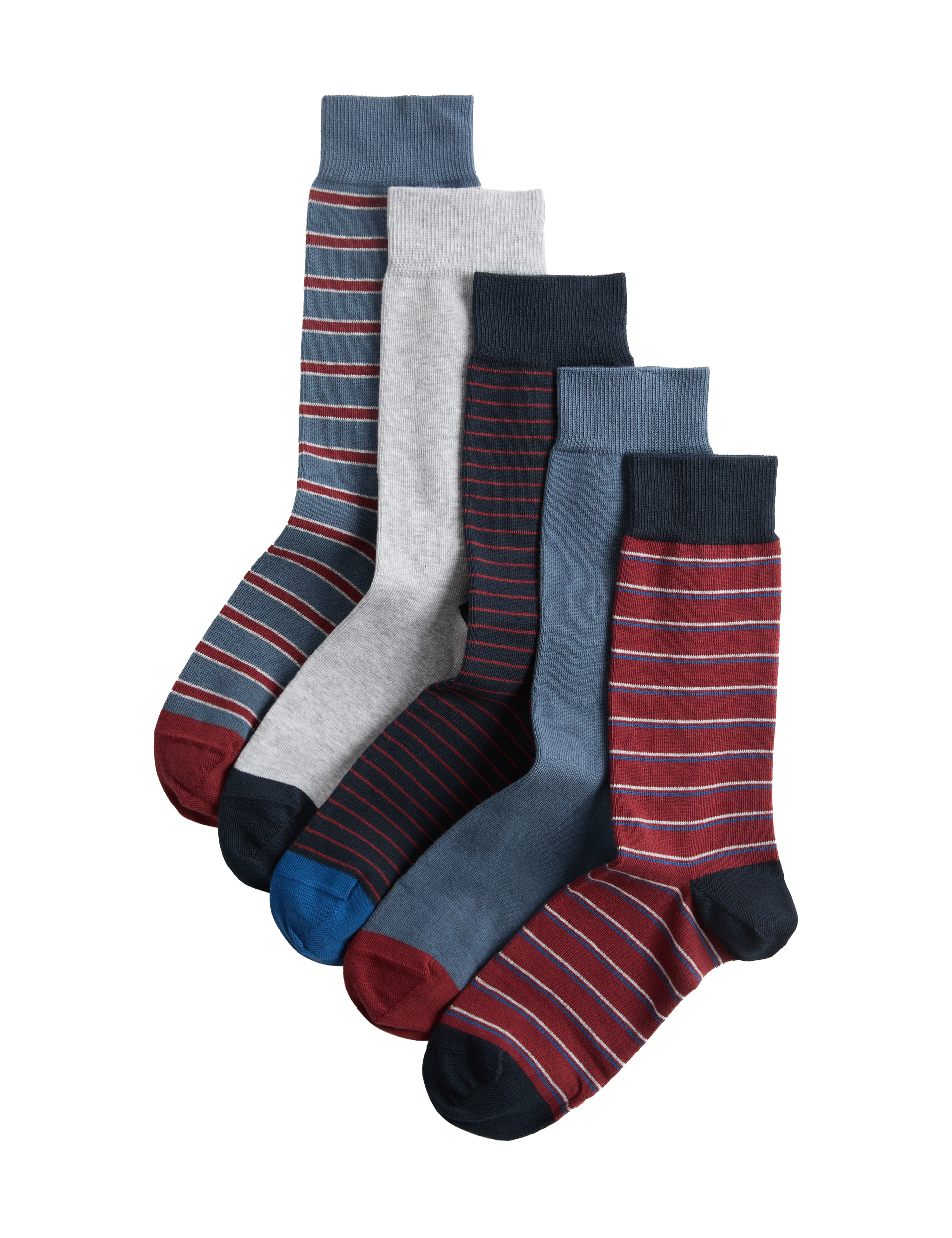 M&S Cool & Fresh stripe cotton rich socks 5 pack (British brand)
