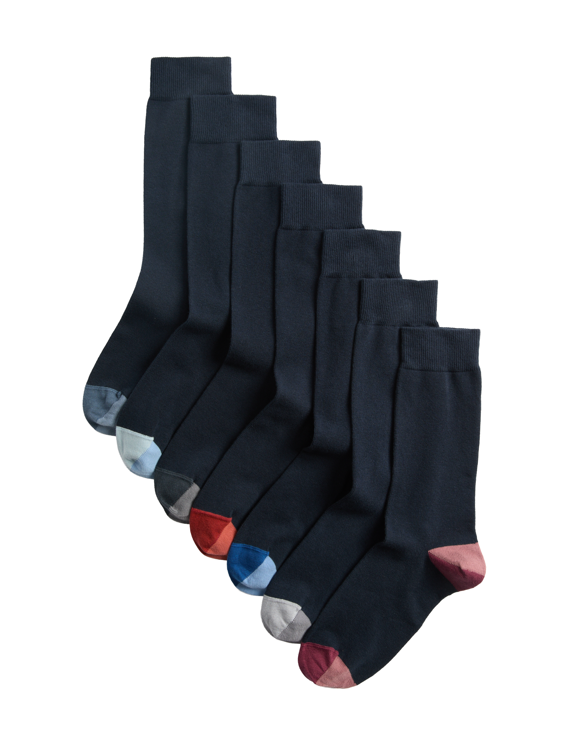 M&S Cool & Fresh colour block cotton rich socks 7 pack - British product