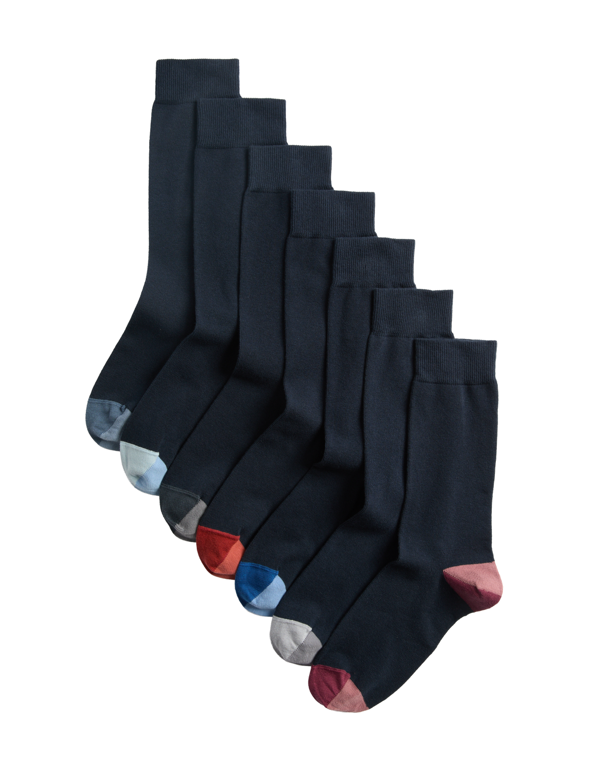M&S Cool & Fresh colour block cotton rich socks 7 pack - British product