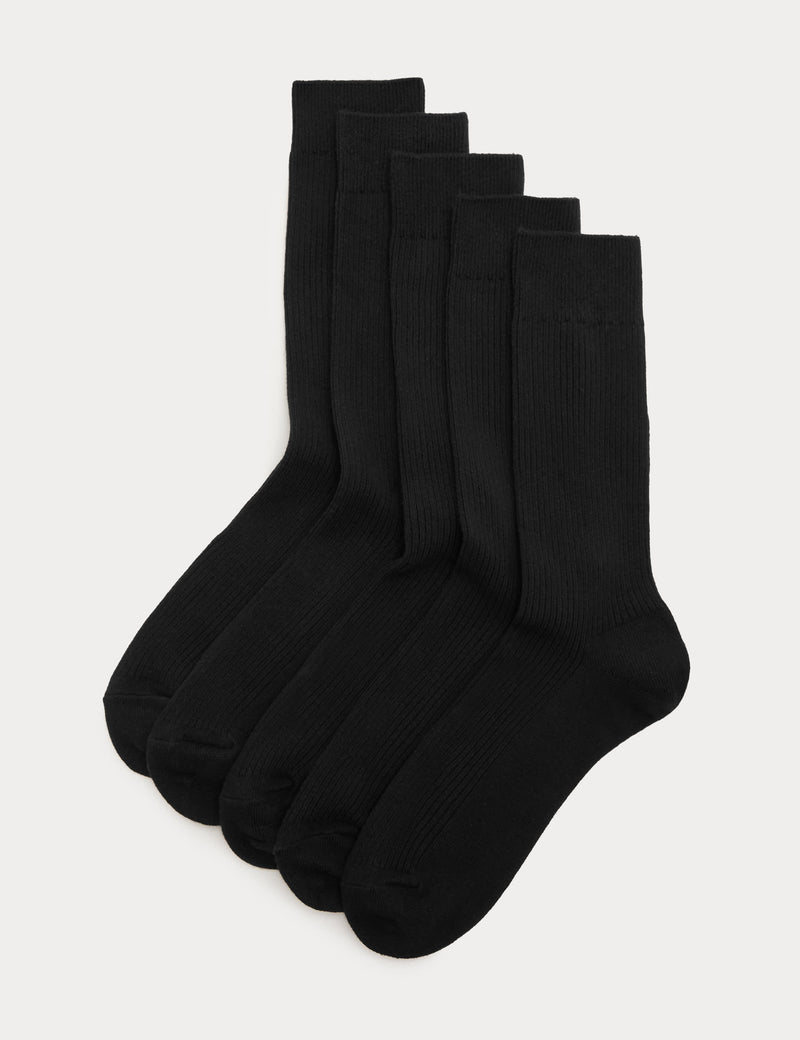 M&S ribbed socks cotton rich 5 pack, UK version