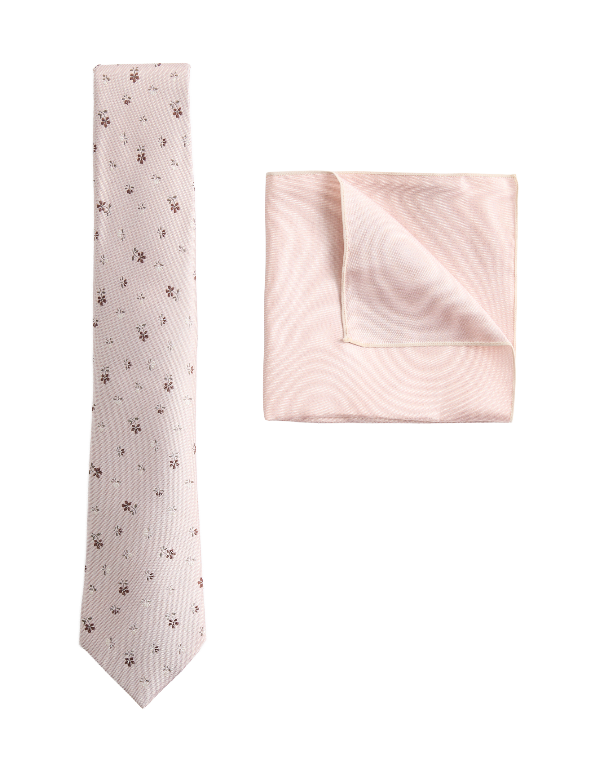 Pure Silk Ditsy Floral Tie and Handkerchief Set
