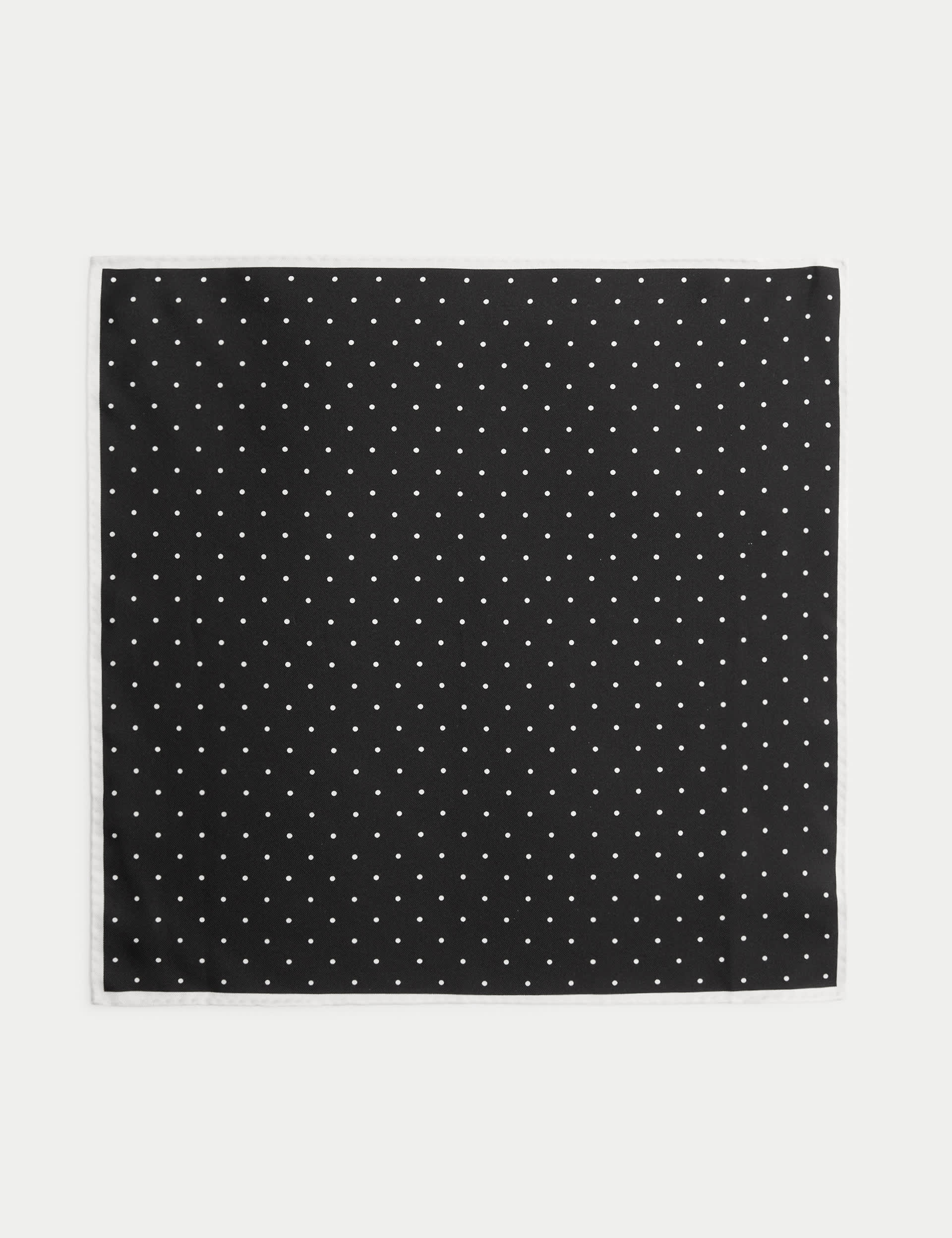 Autograph polka dot pure silk pocket square, UK version