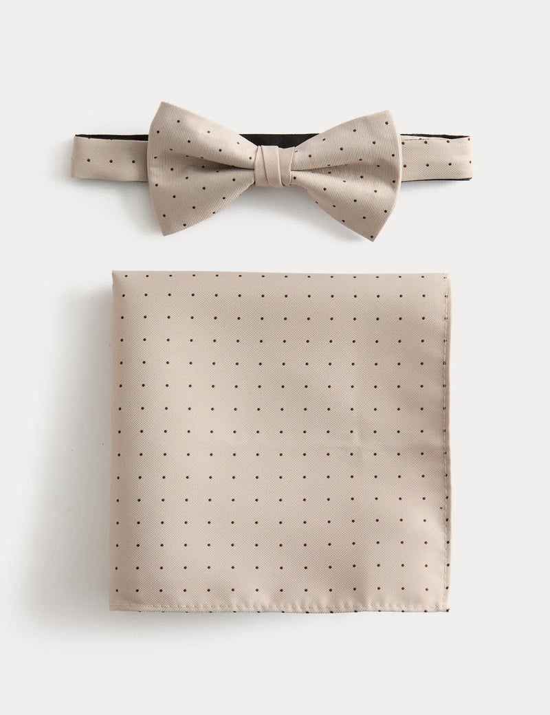 M&S polka dot bow tie and handkerchief set, imported from the UK