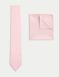 M&S Tie & Pocket Square Set Slim Width 7cm