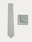 M&S Tie & Pocket Square Set Slim Width 7cm