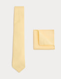 M&S Tie & Pocket Square Set Slim Width 7cm