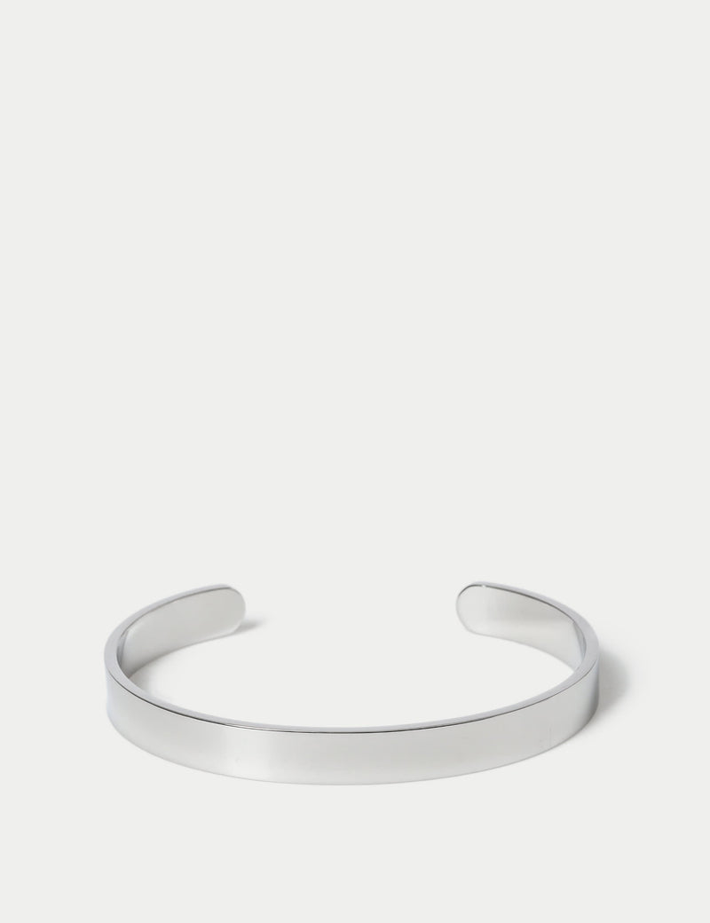 Stainless steel silver tone open cuff bracelet, imported from the UK