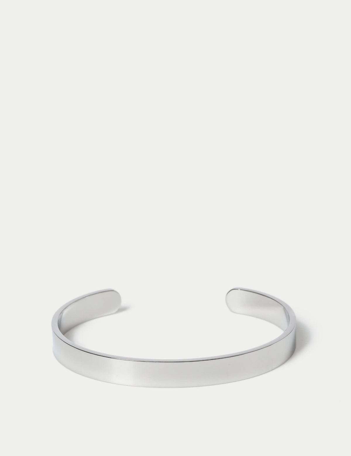 Stainless steel silver tone open cuff bracelet, imported from the UK