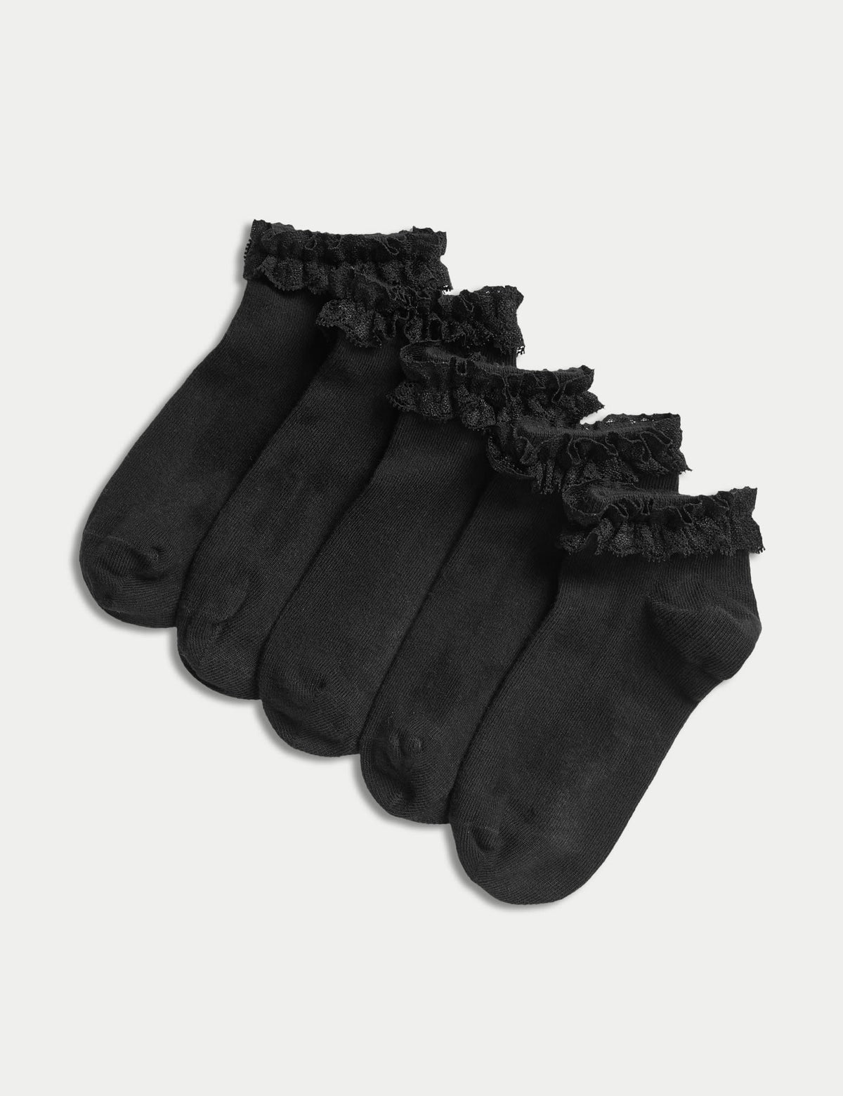 Frill Trainer Liners 5-pack children's socks, imported from the UK