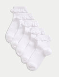 5 pack cotton rich broderie frill ankle socks (British brand)