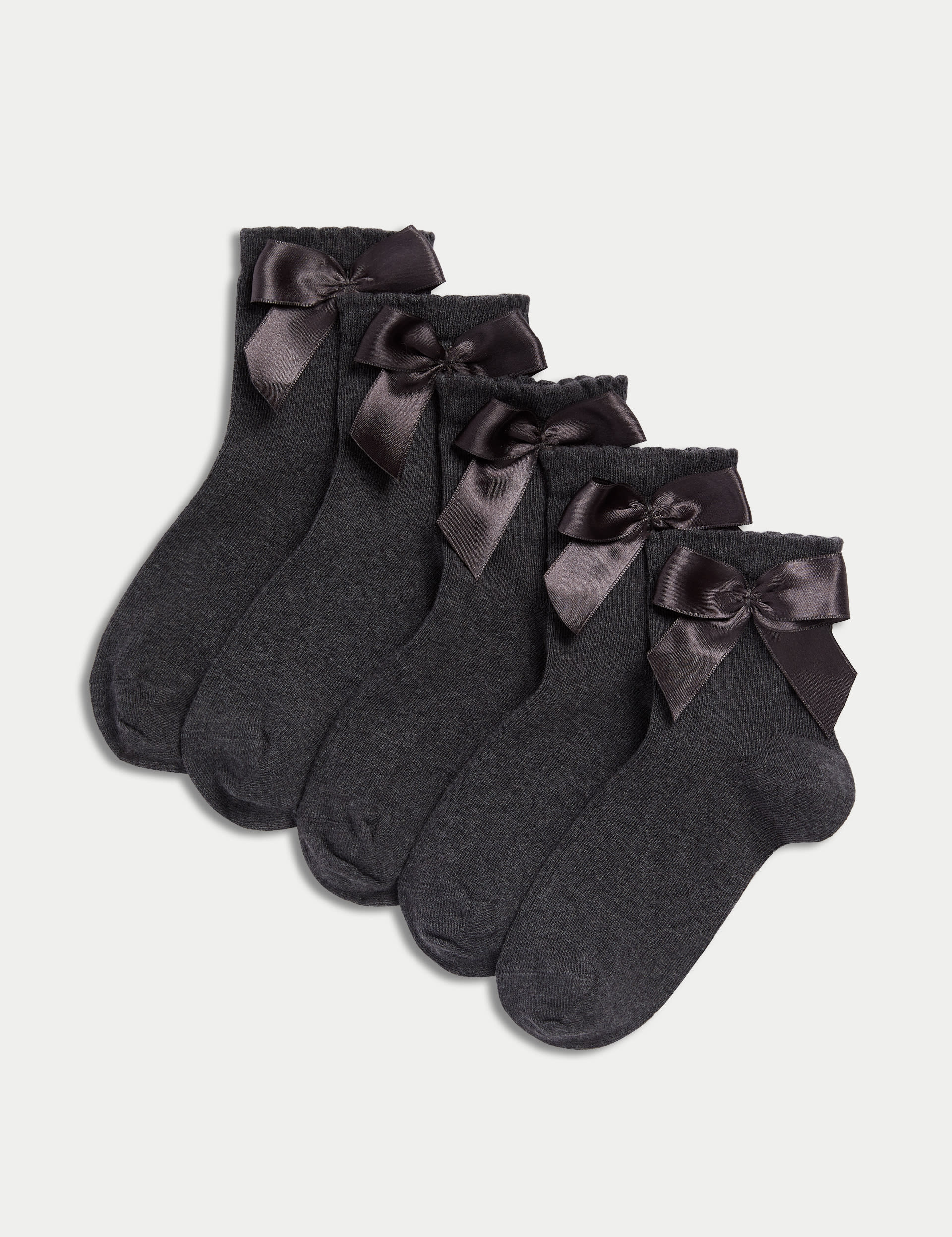 M&S 5 Pack Cotton Rich Ankle Bow Socks (6 Small-7 Large)
