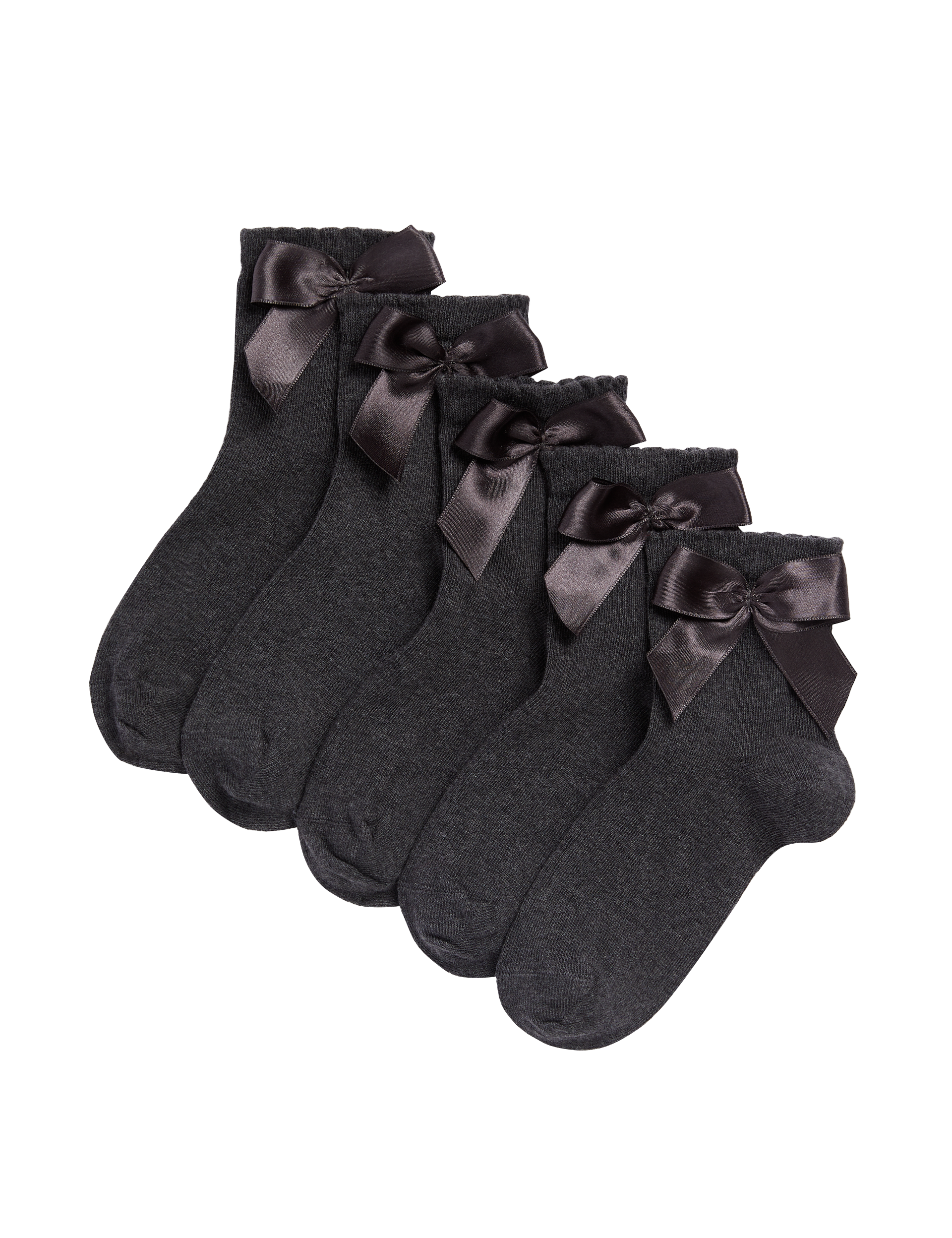 Cotton Rich Ankle Bow Socks 5 Pack (6 Small-7 Large)