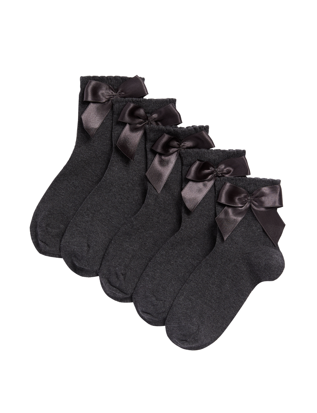 Cotton Rich Ankle Bow Socks 5 Pack (6 Small-7 Large)