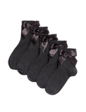 Cotton Rich Ankle Bow Socks 5 Pack (6 Small-7 Large)