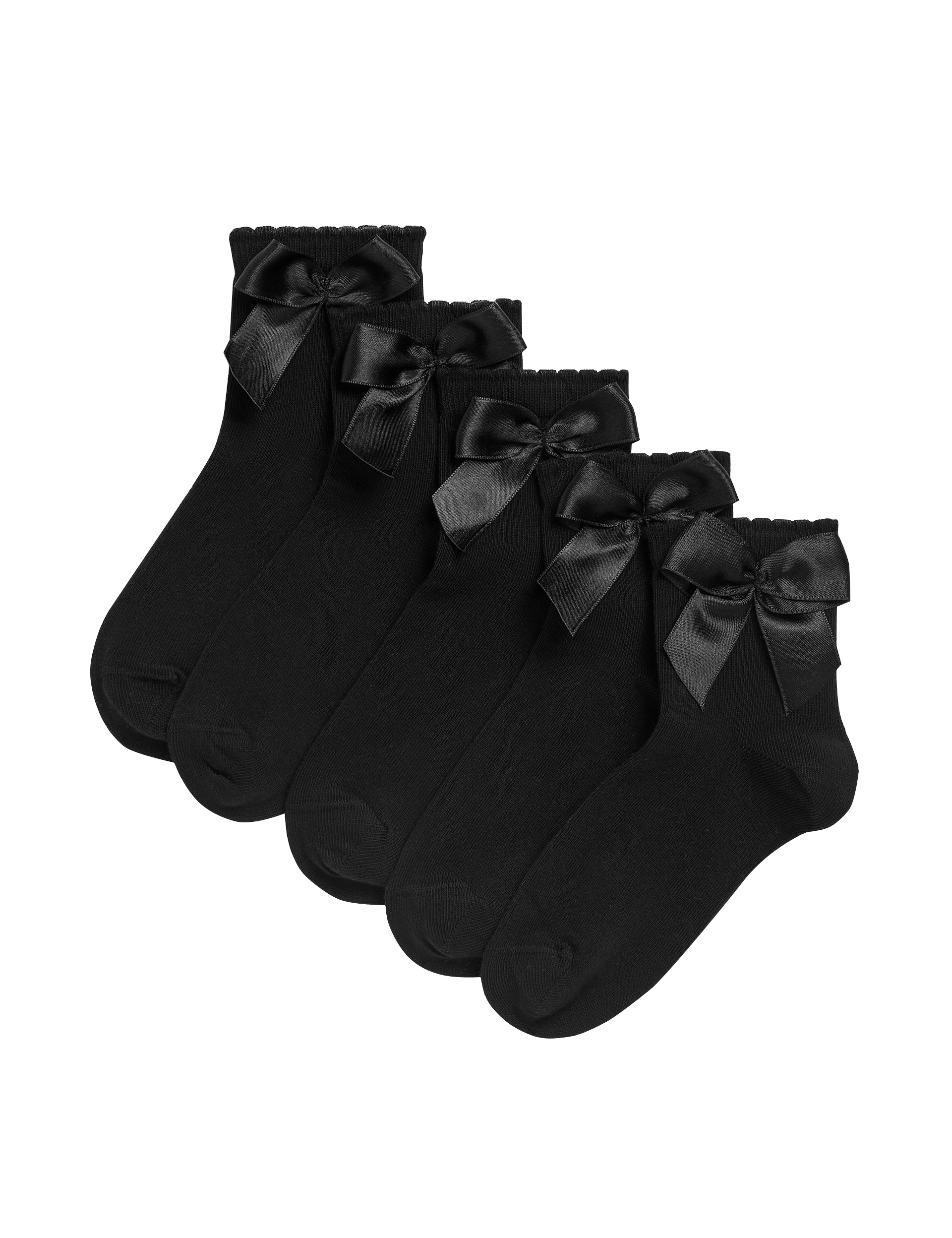 Cotton rich ankle bow socks 5 pack sizes 6-7 - British product