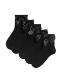 Cotton rich ankle bow socks 5 pack sizes 6-7 - British product