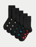 Happy Faces school socks 5 pack sizes 6-7, UK version