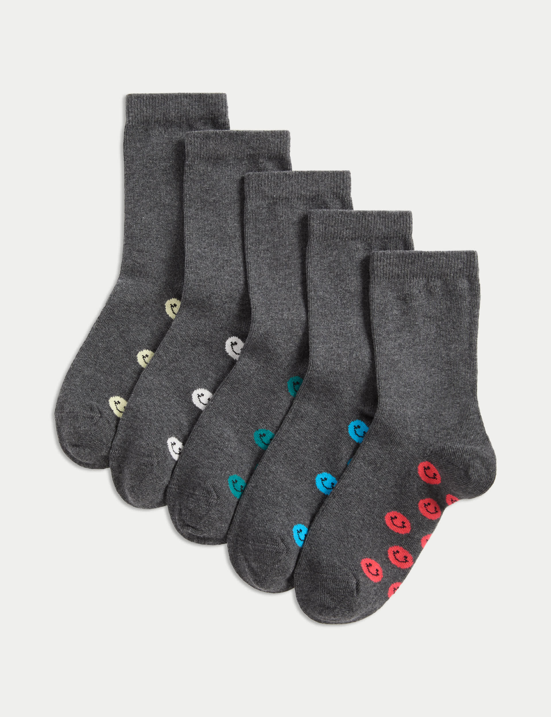 Happy Faces cotton rich school socks 5 pack, UK version