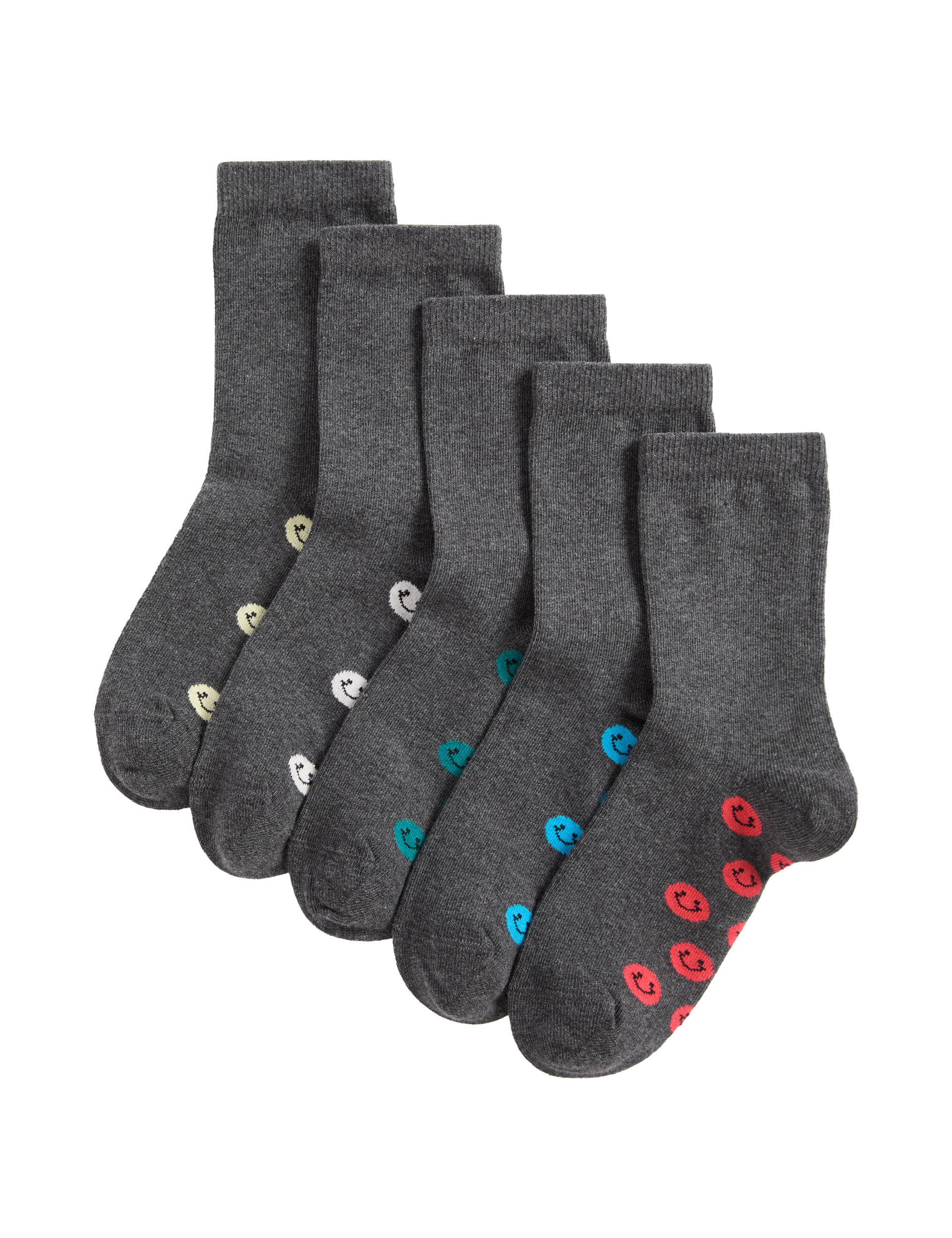 Happy Faces cotton rich school socks 5 pack, UK version