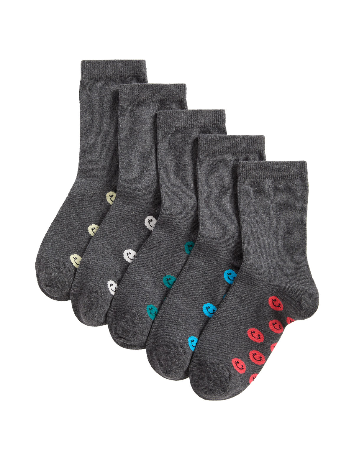 Happy Faces cotton rich school socks 5 pack, UK version