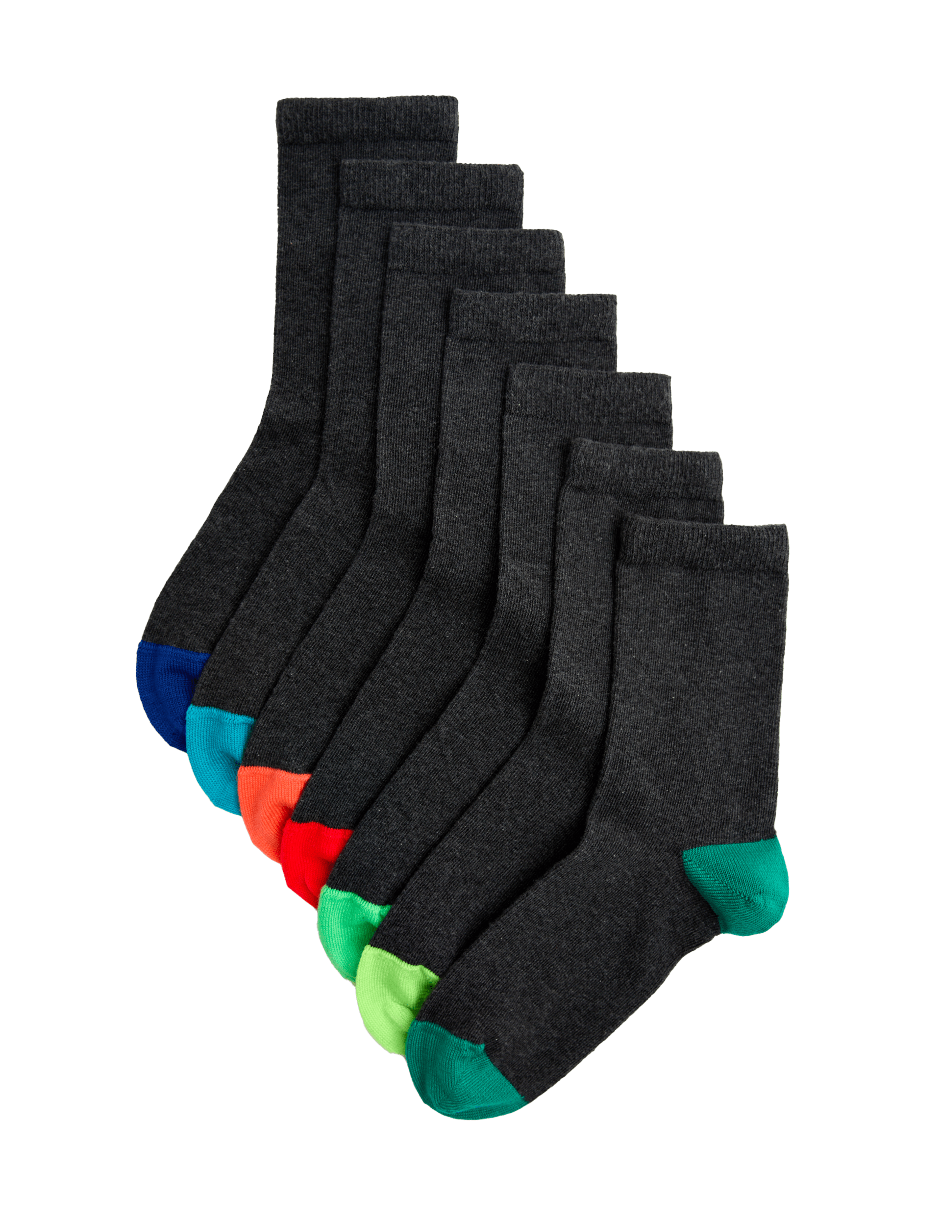 7 pack of school cotton-rich ankle socks (British brand)