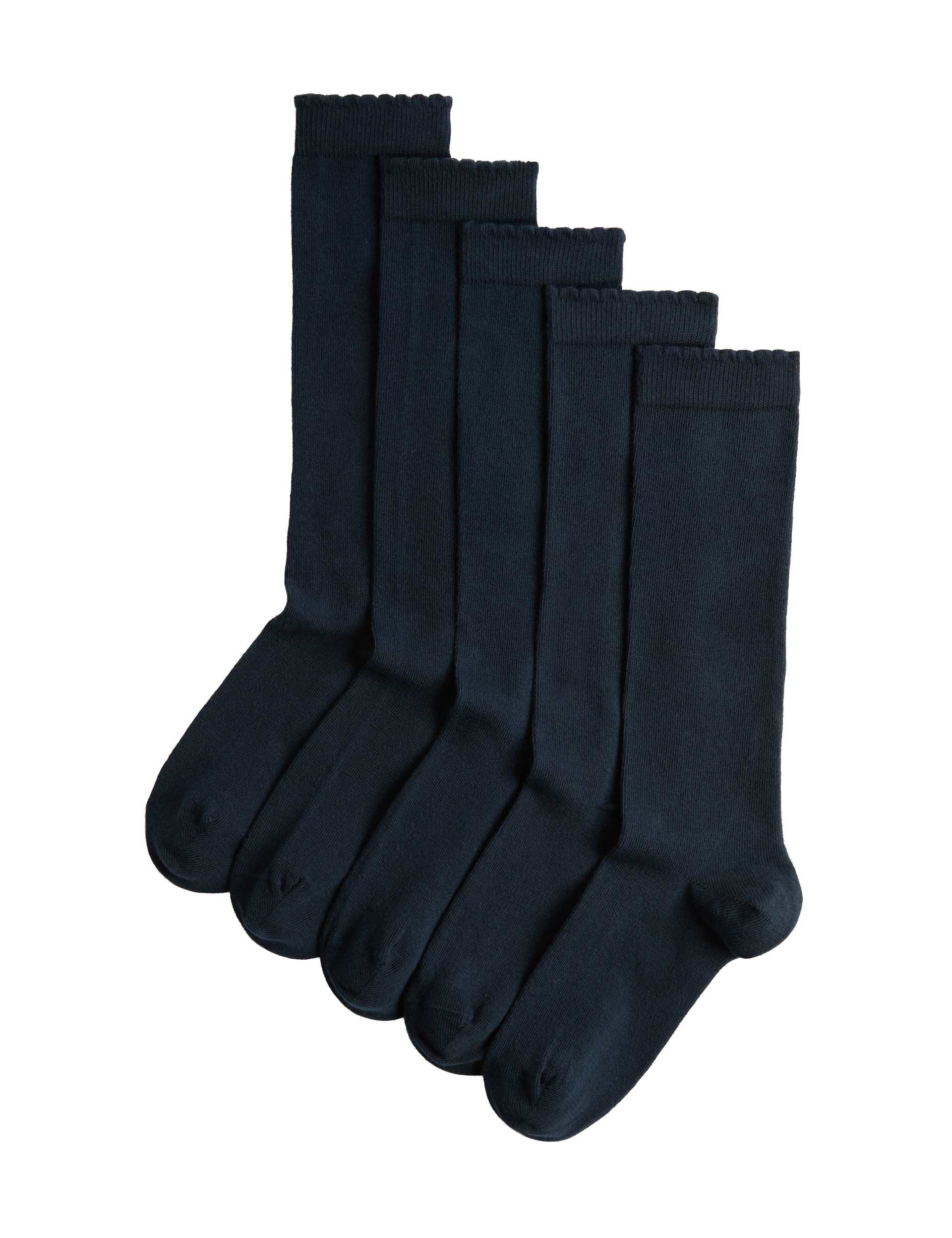 Cotton Rich Knee High Socks 5 Pack (6 Small-7 Large)