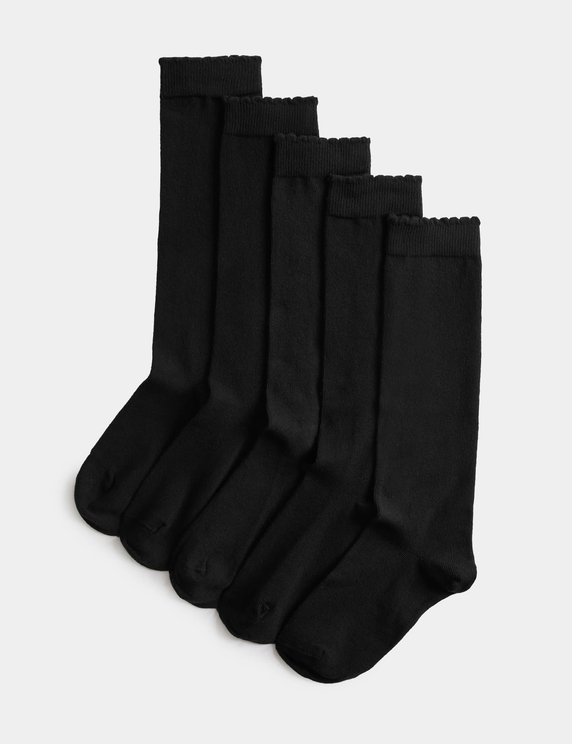 Cotton rich knee high socks 5-pack sizes 6 to 7, imported from the UK