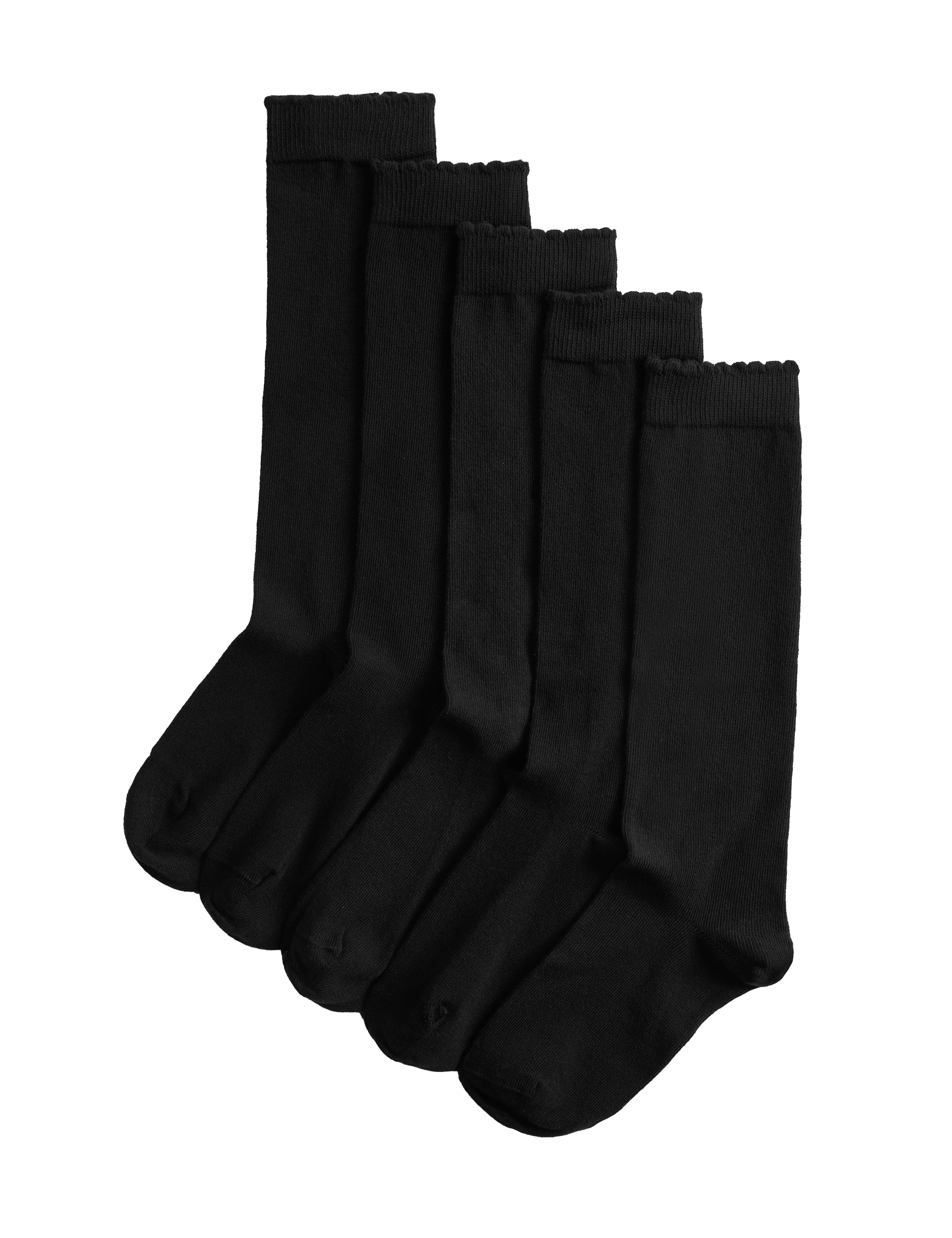 Cotton Rich Knee High Socks 5 Pack (6 Small-7 Large)
