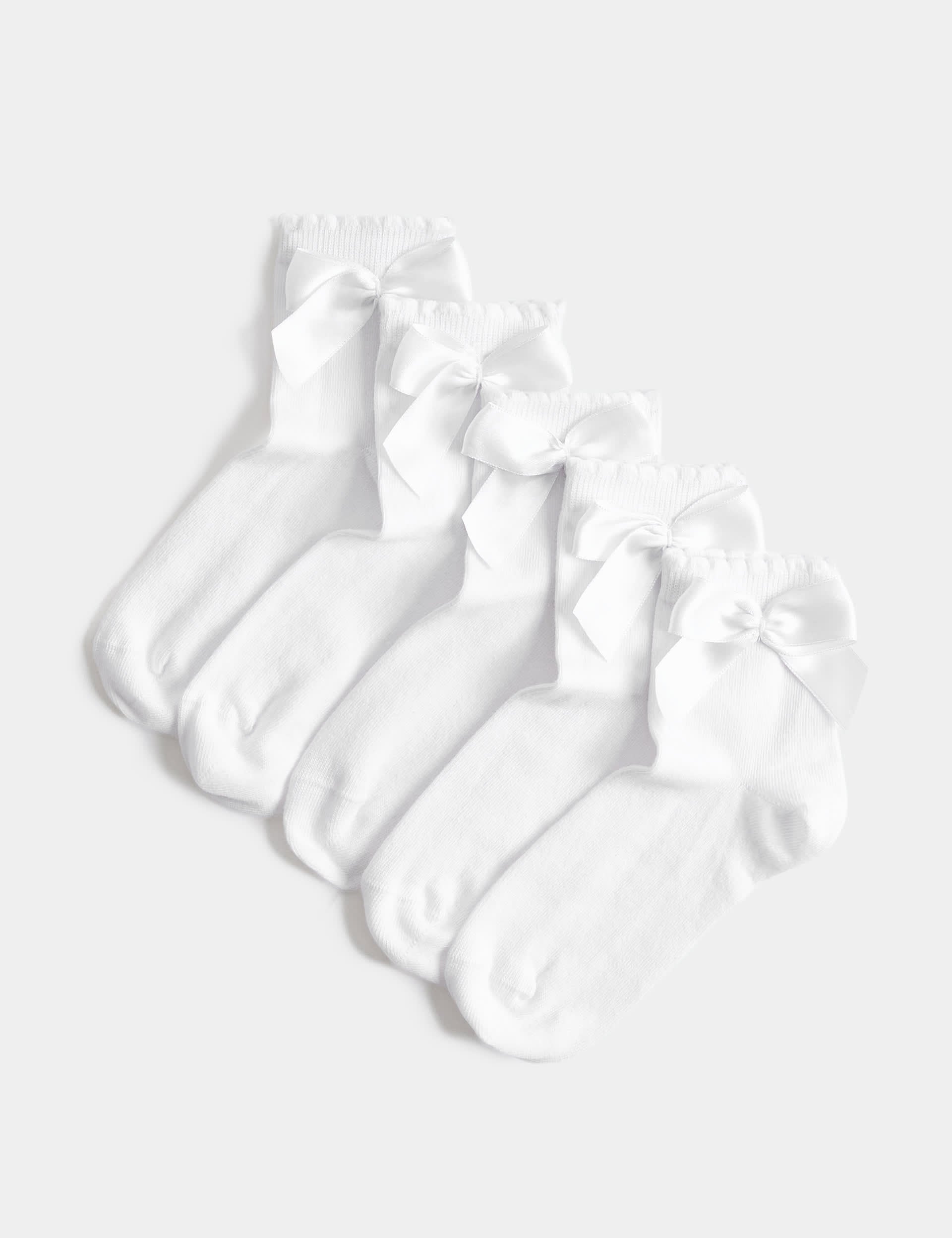 Cotton rich bow knee high socks 5 pack size 6-7 imported UK