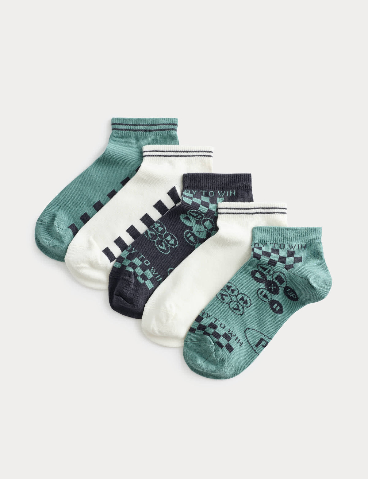 Gaming trainer liners 5 pack cotton stretch fit, UK version