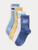 Good Vibes cotton rich striped socks pack sizes 6-7, imported from the UK