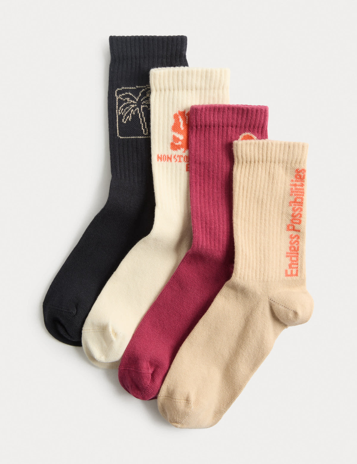 Cotton rich palm tree socks 4pk small to large (British brand)