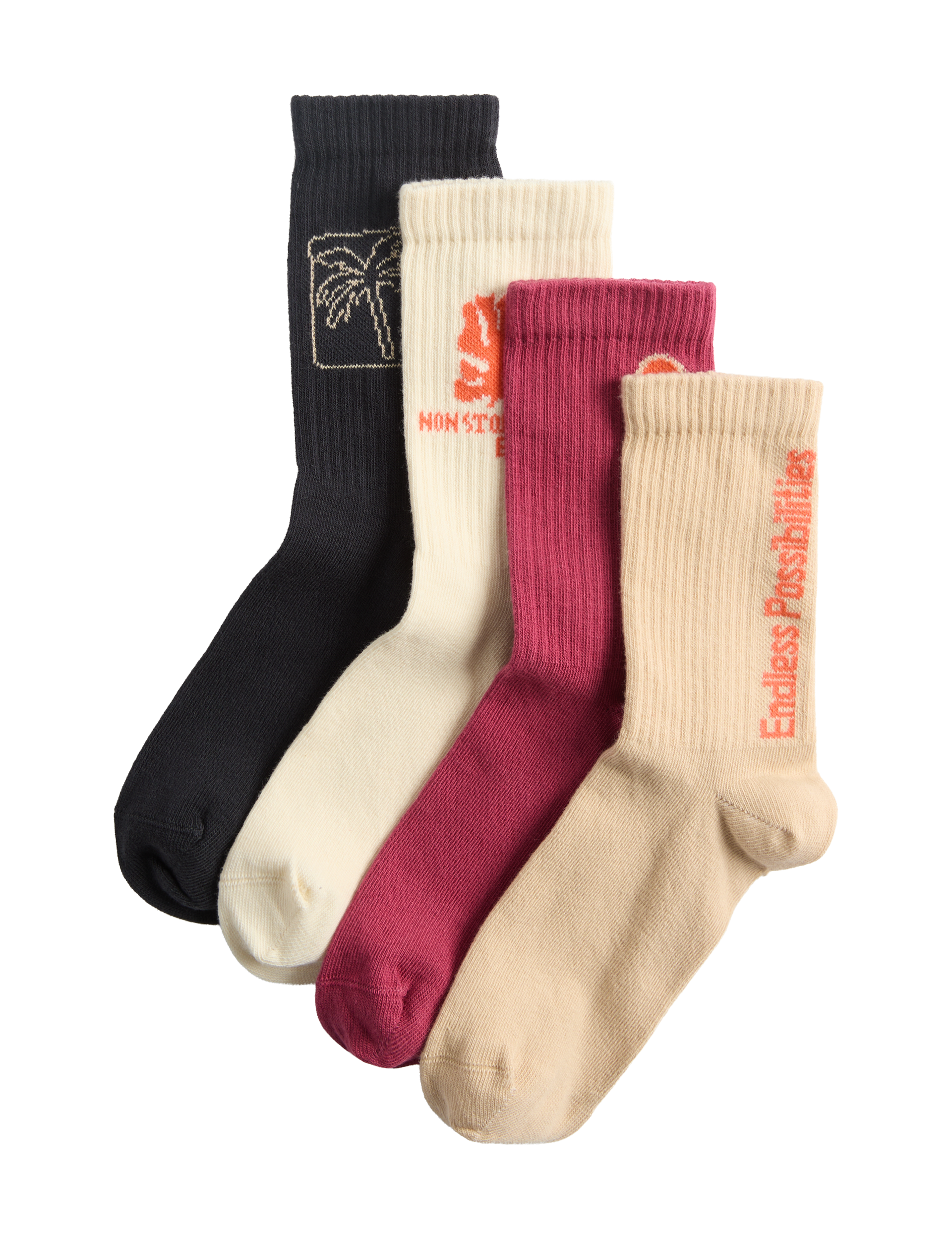 Cotton rich palm tree socks 4pk small to large (British brand)