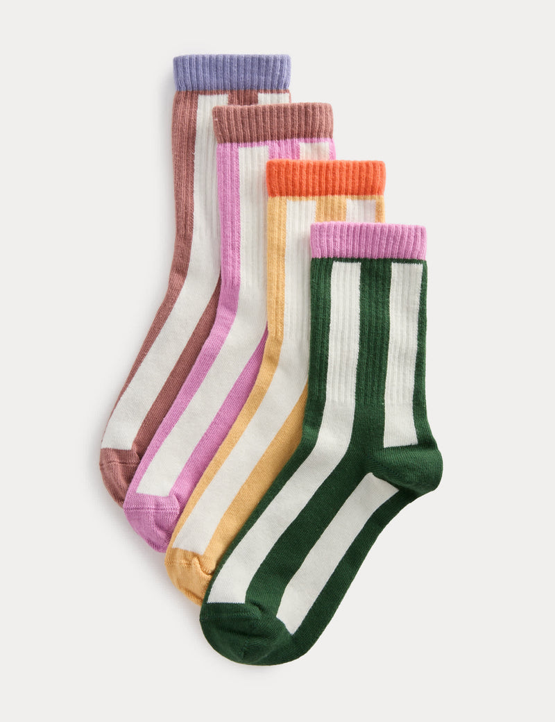 Cotton rich vertical stripe socks 4 pack - British product