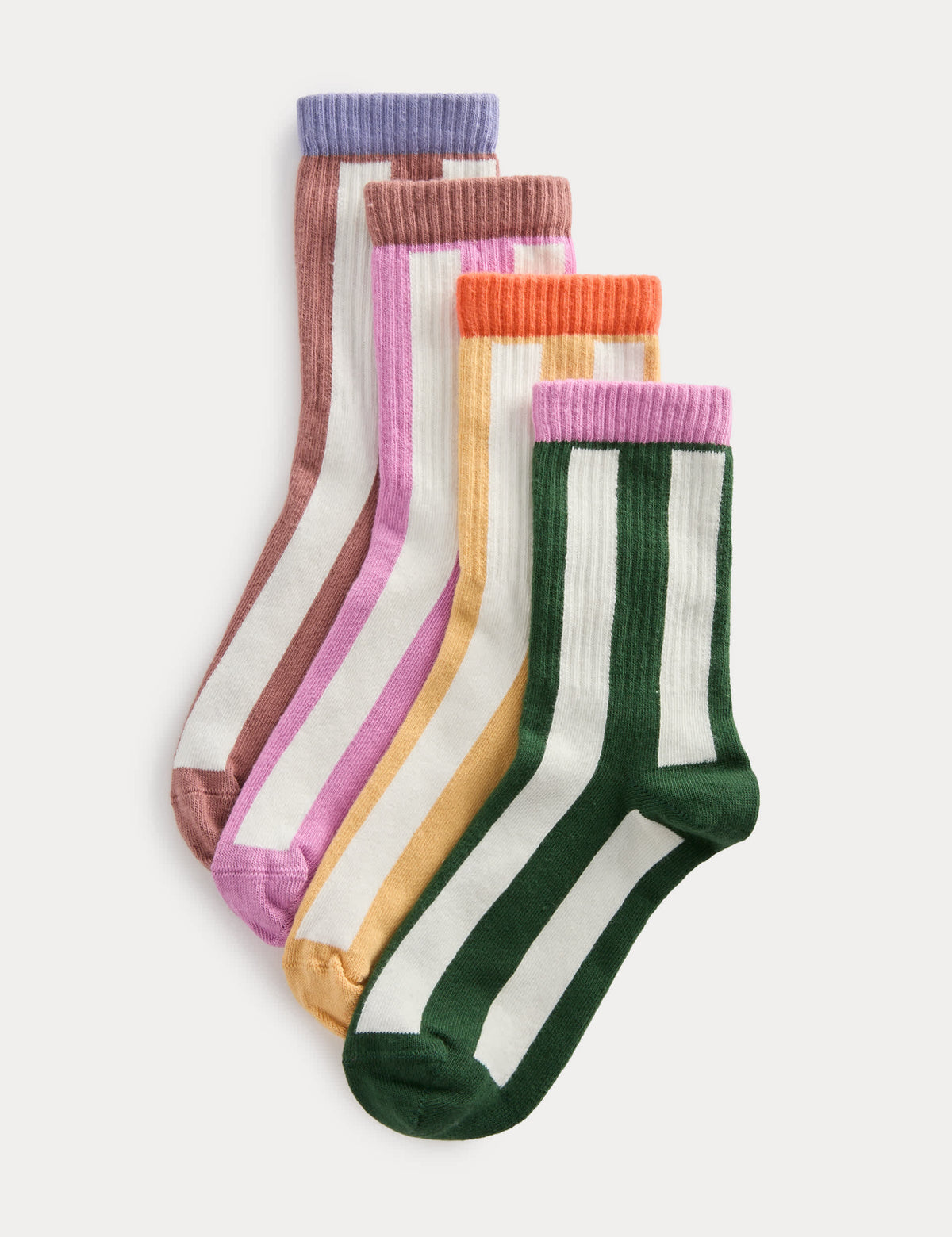 Cotton rich vertical stripe socks 4 pack - British product