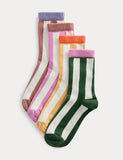 Cotton rich vertical stripe socks 4 pack - British product
