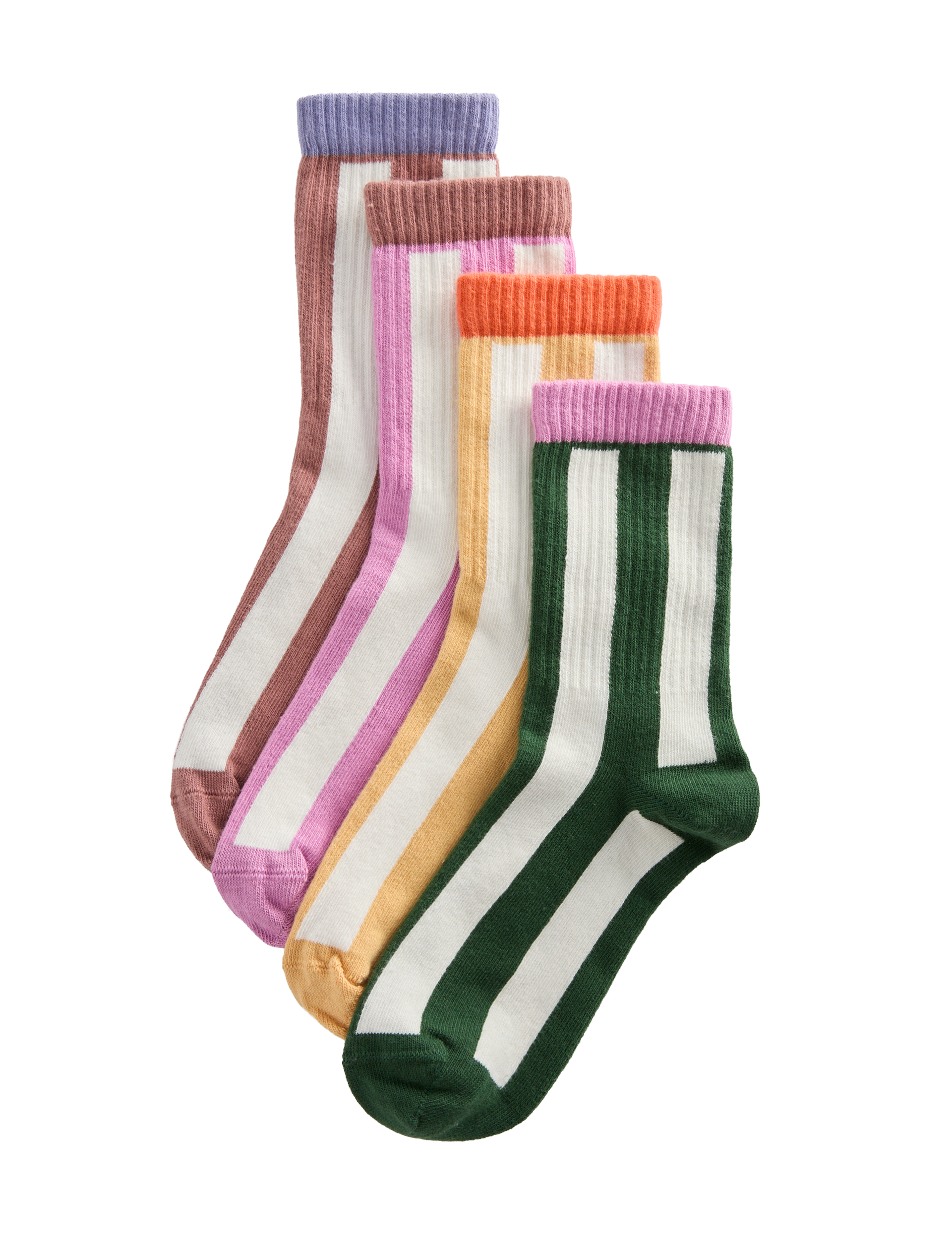 Cotton rich vertical stripe socks 4 pack - British product