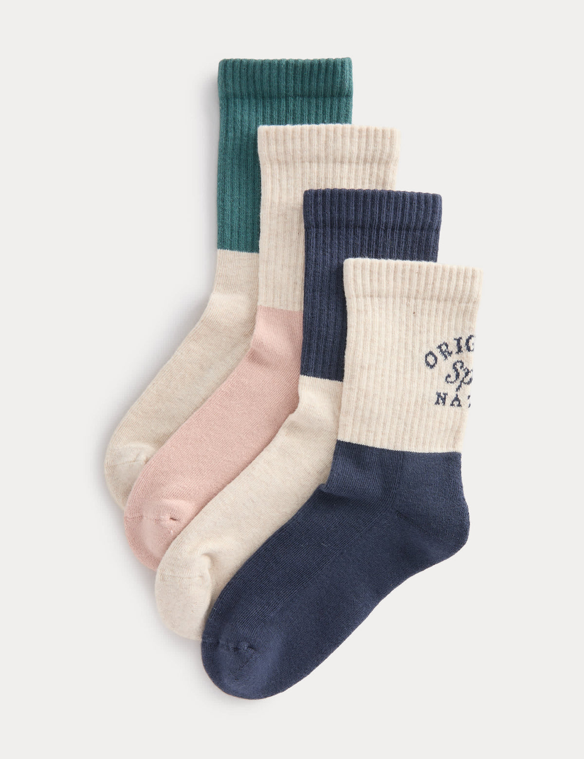Cotton rich sports socks 4 pack contrast design, UK version