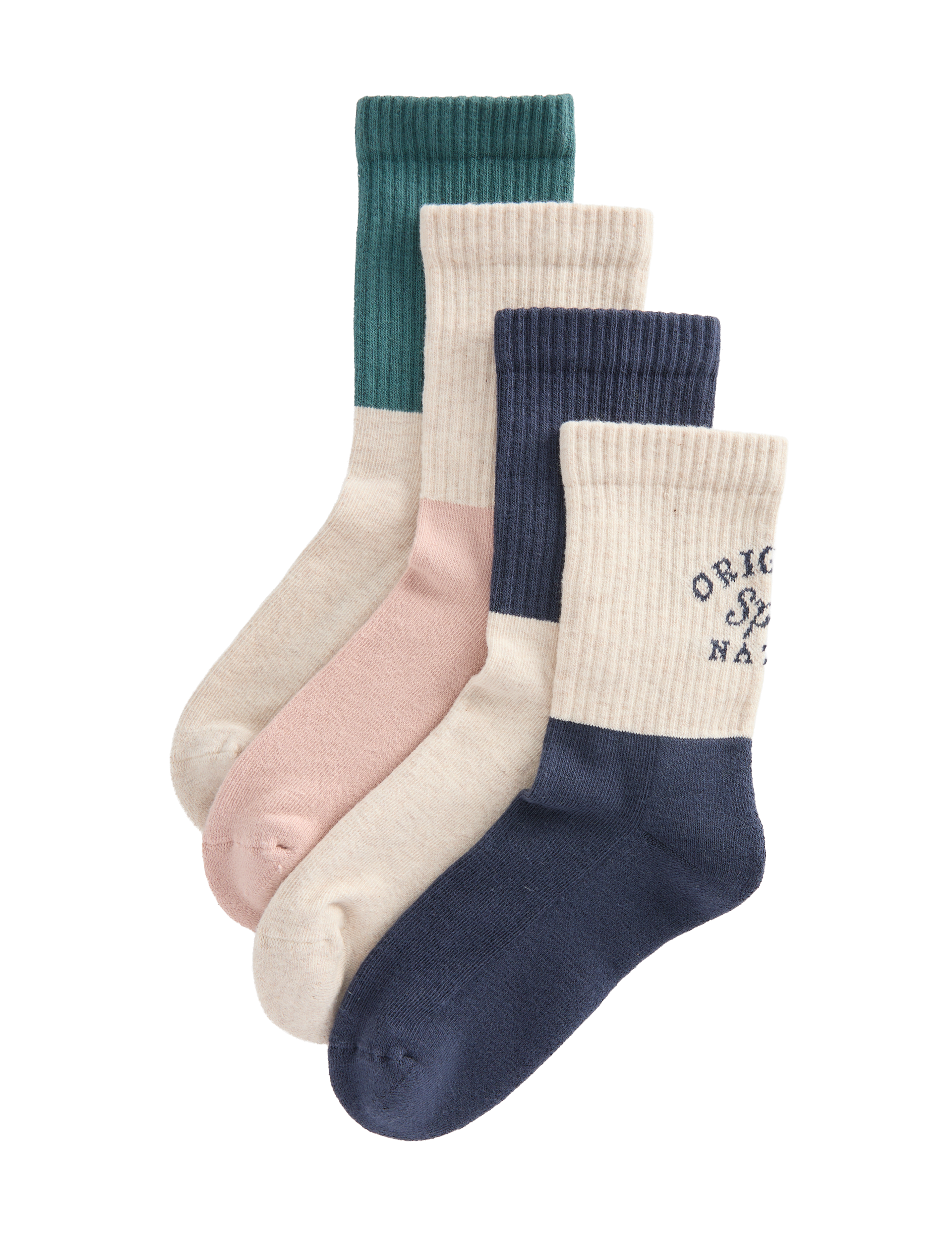 Cotton rich sports socks 4 pack contrast design, UK version