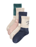 Cotton rich sports socks 4 pack contrast design, UK version
