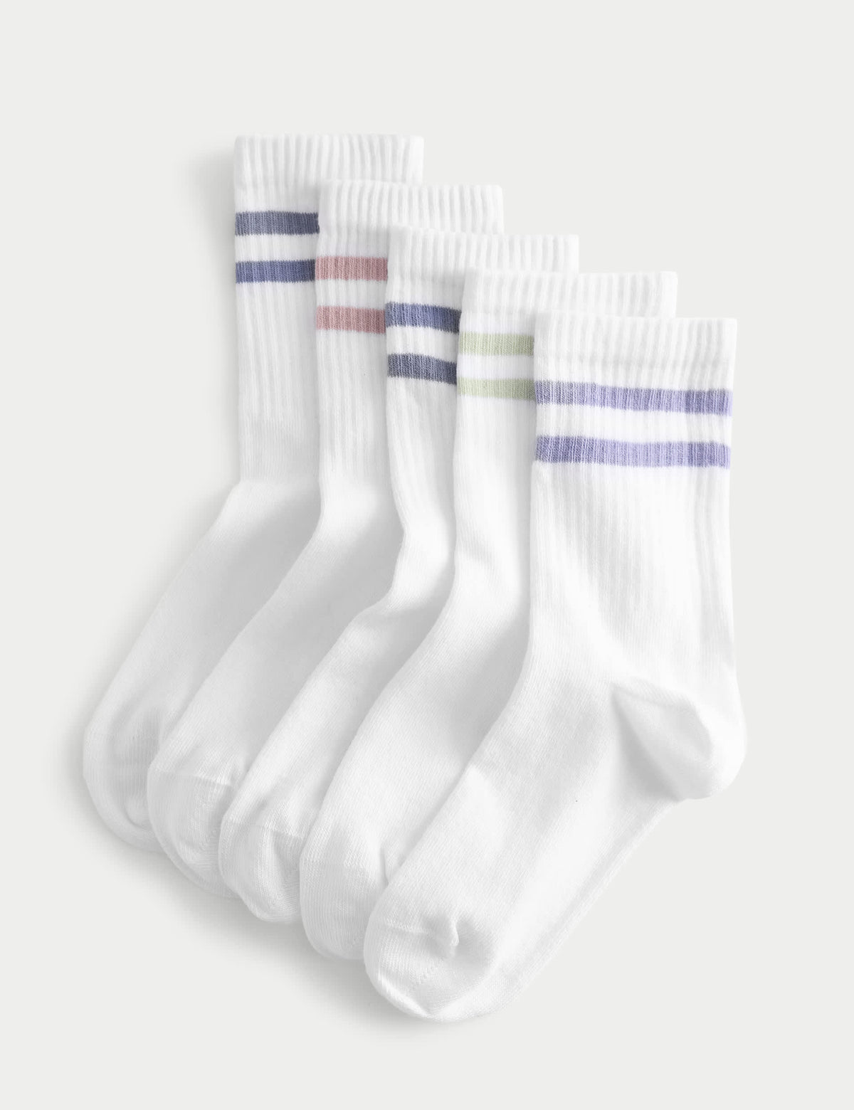 cotton rich rib stripe sports socks 5 pack, imported from the UK
