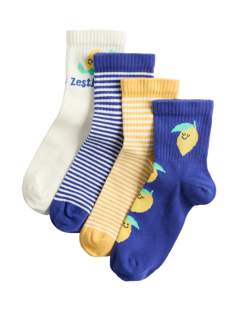 Cotton rich lemon socks 4 pack sizes 6 to 7, British brand