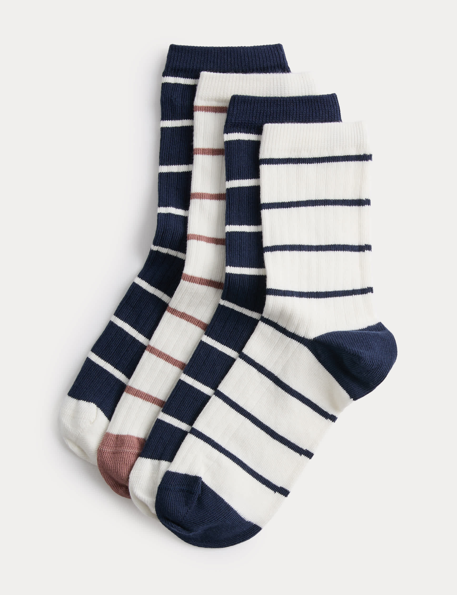 Ankle socks coloured rib stripe pack of 4, imported from the UK