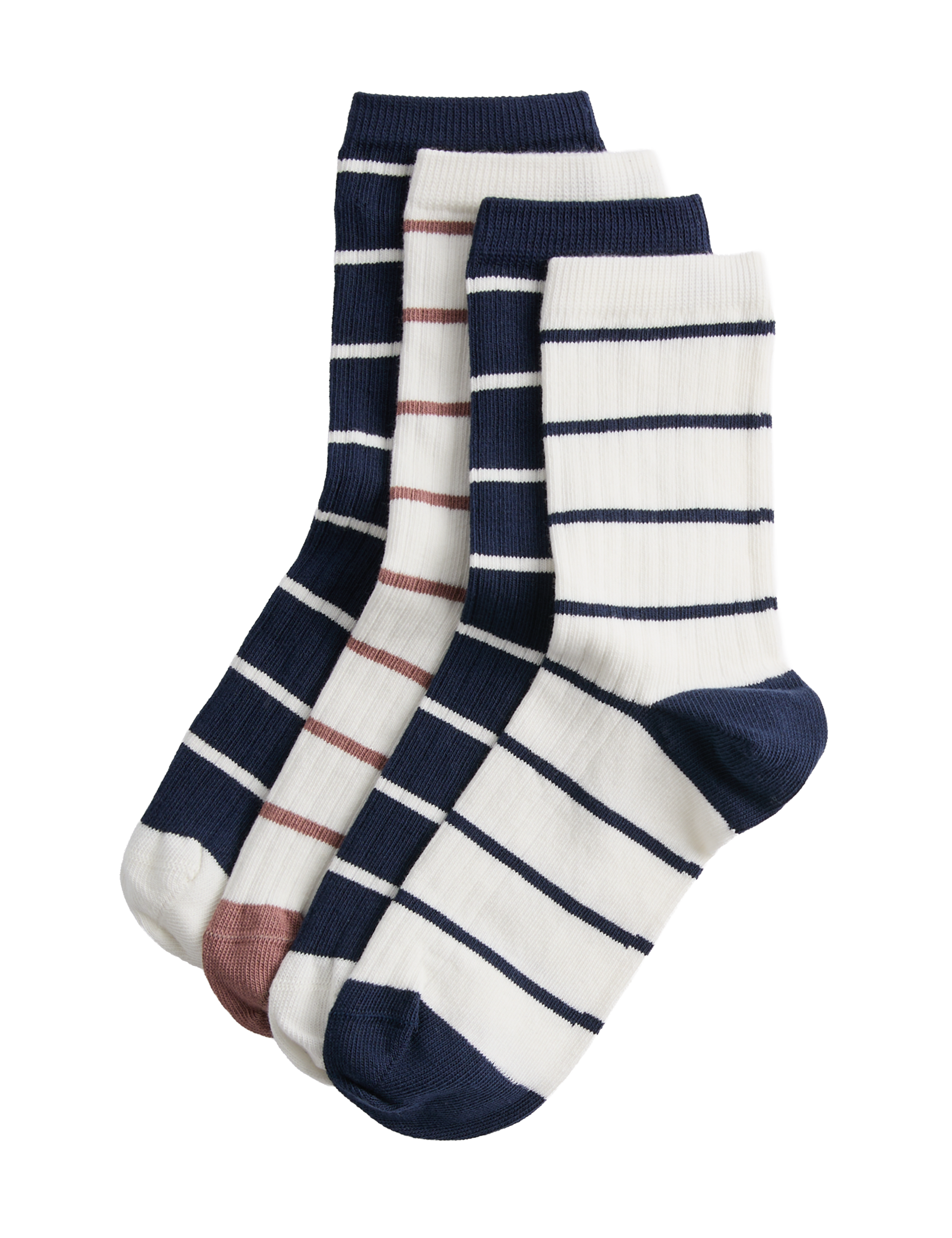 Ankle socks coloured rib stripe pack of 4, imported from the UK