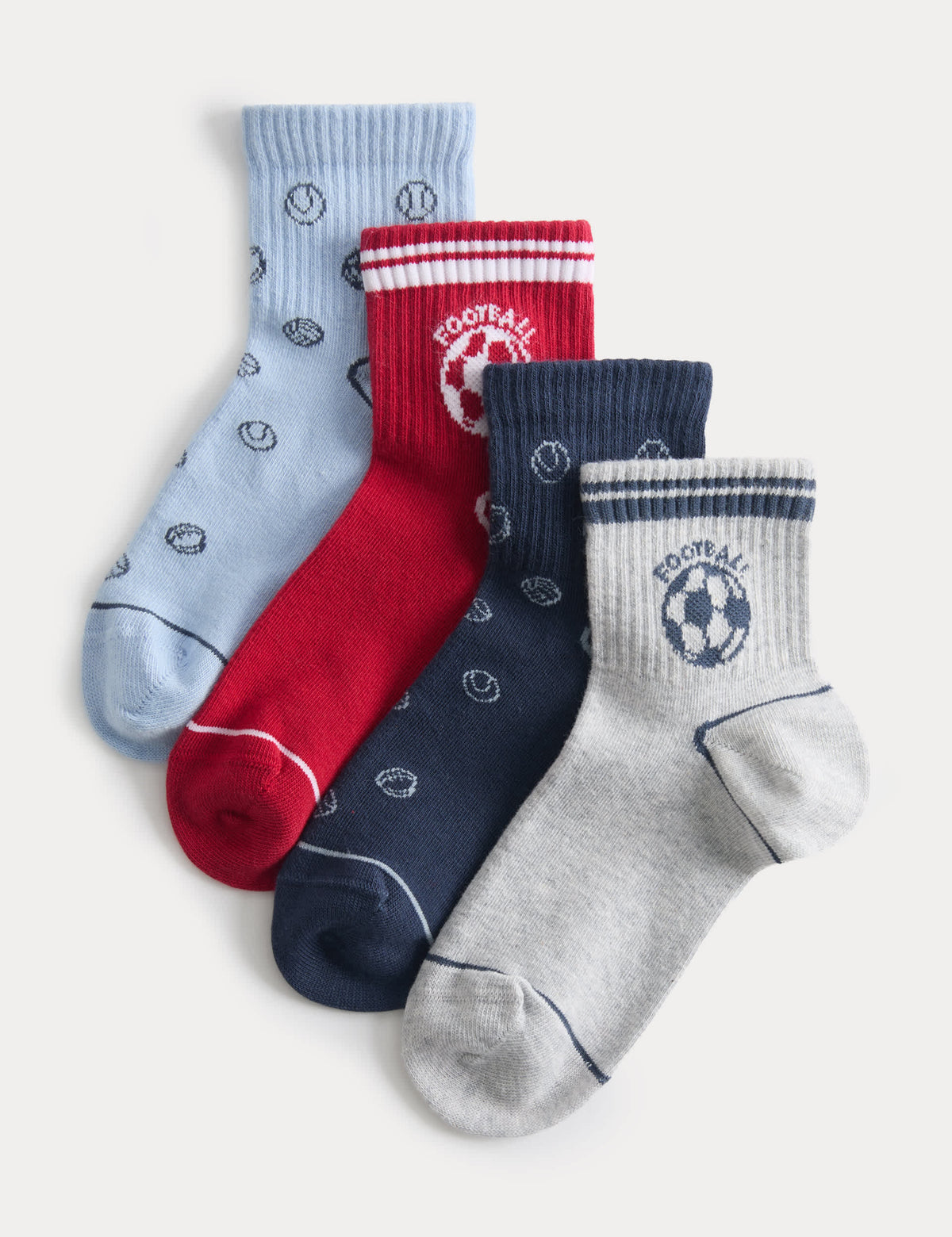 Cotton rich football socks 4 pack sizes 6-7, imported from the UK