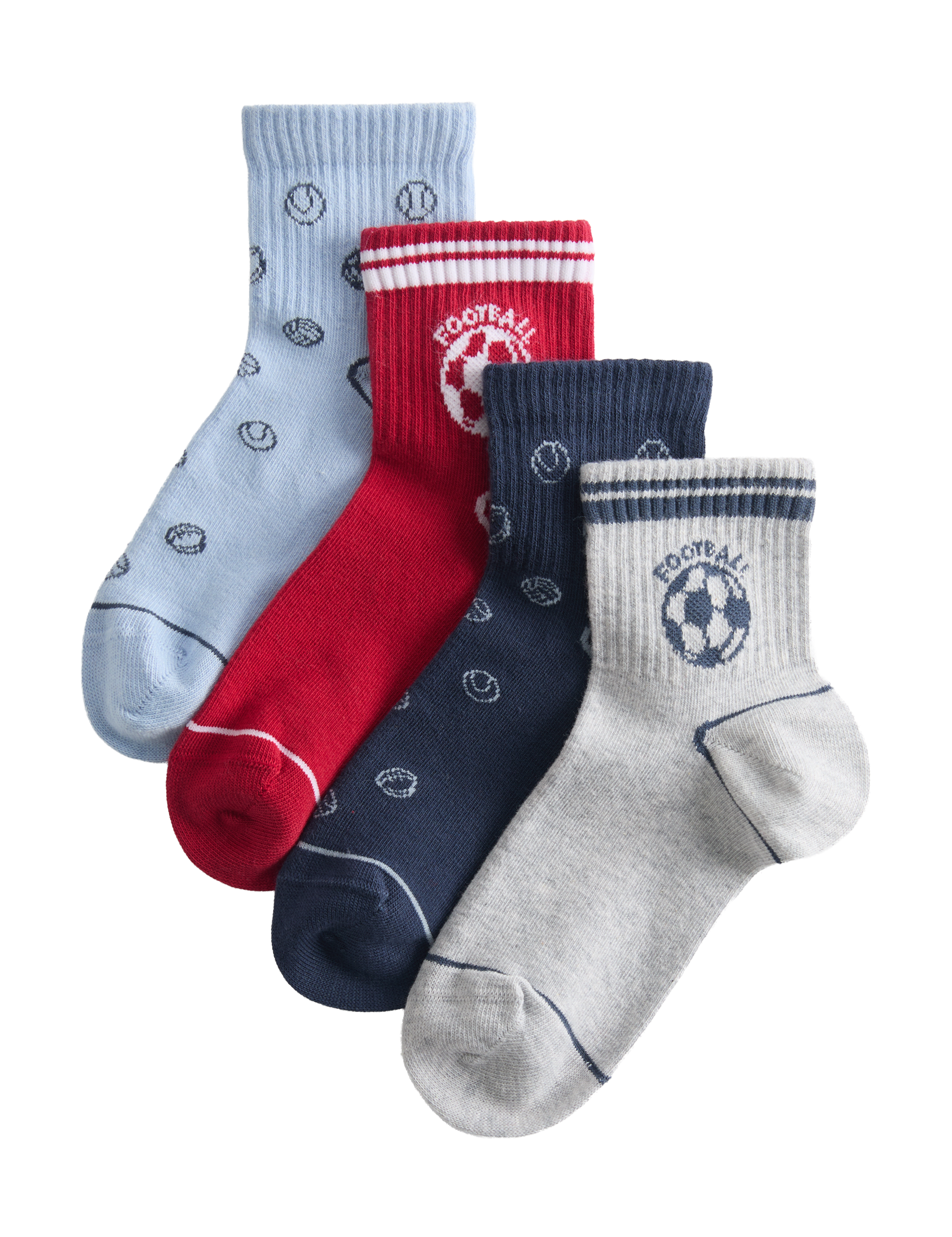 Cotton rich football socks 4 pack sizes 6-7, imported from the UK