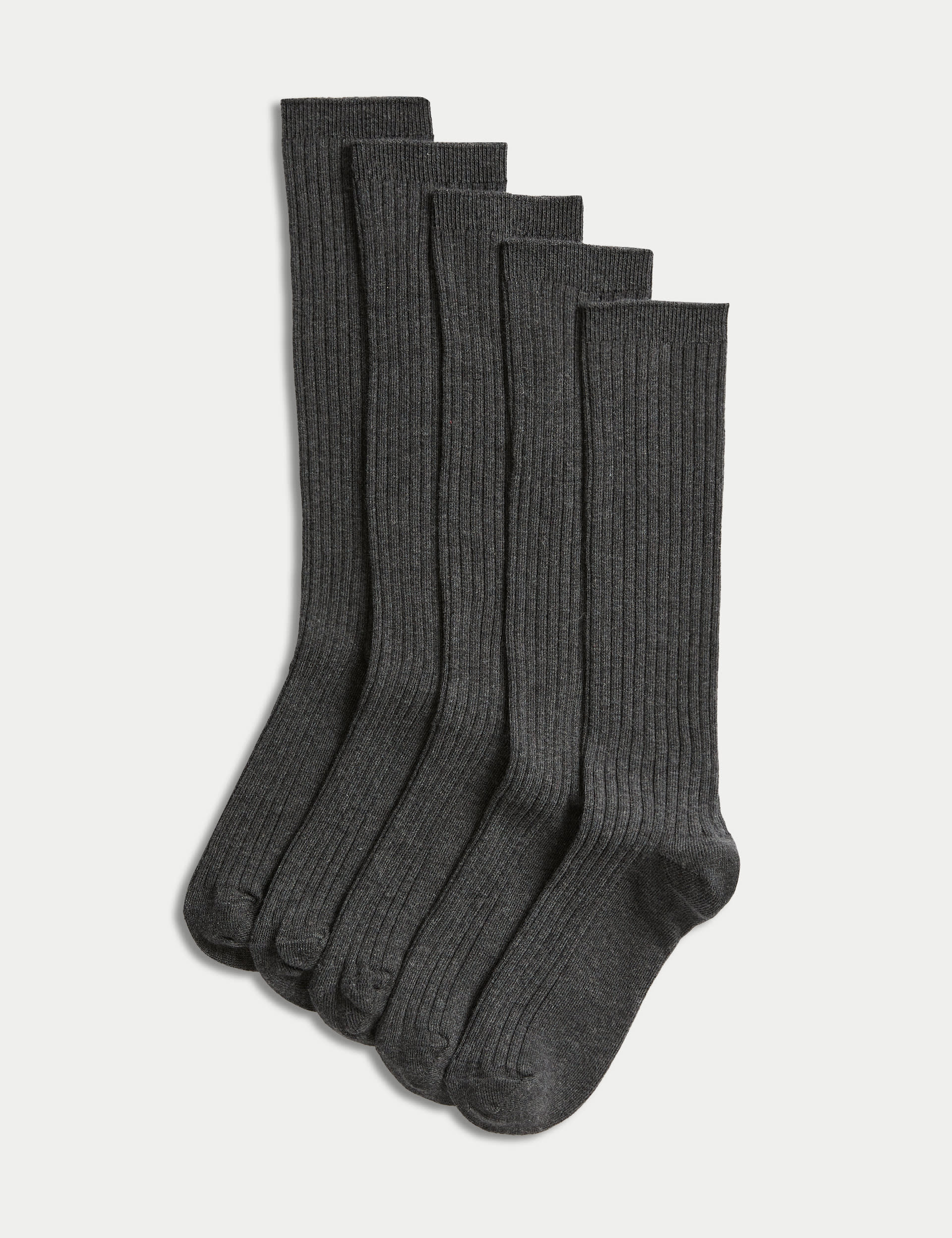 5 pack long ribbed school socks - British product