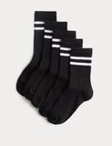 Cotton rich striped sports socks 5 pack sizes 6-7 (British brand)
