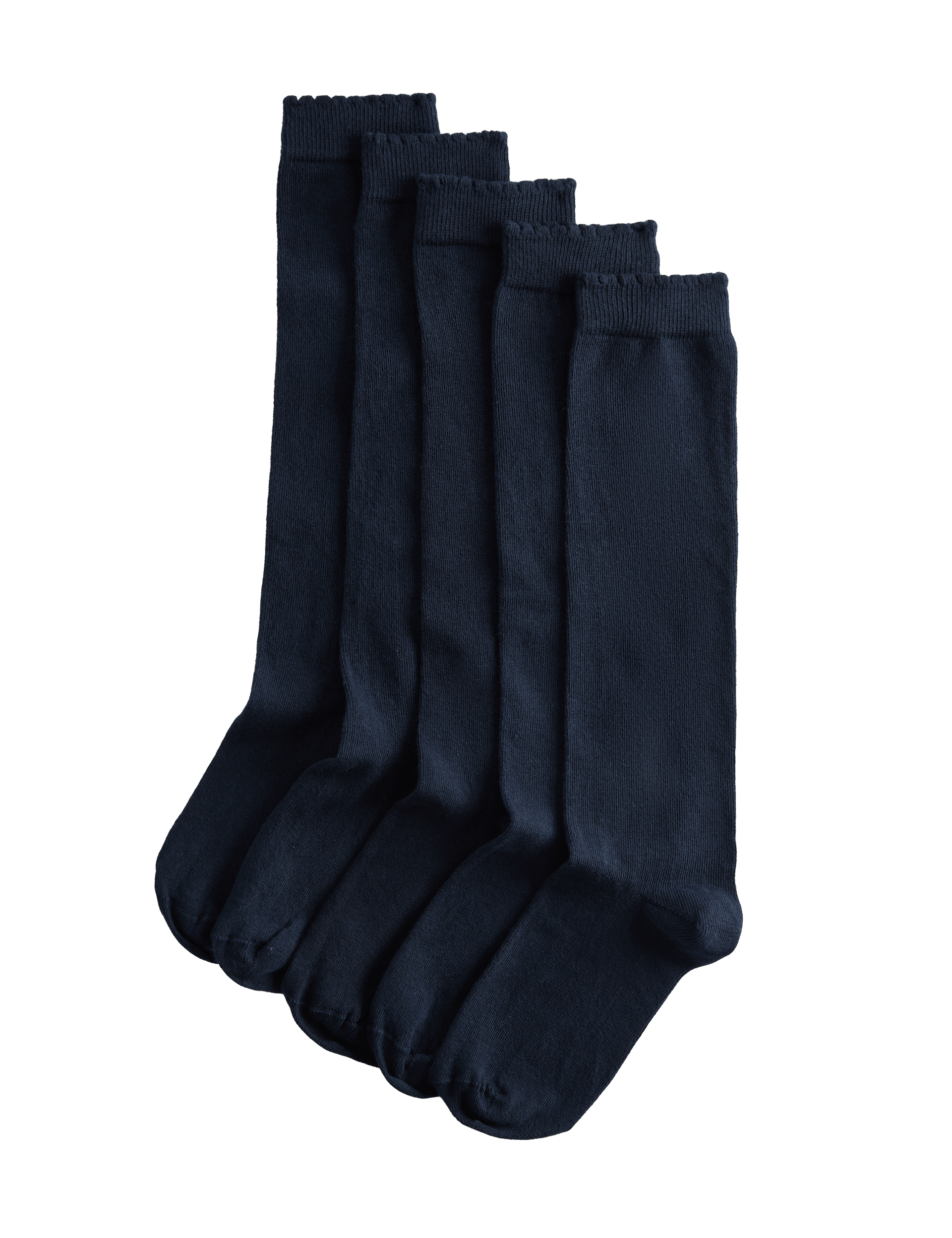 5 Pack Knee High Socks with Scallop Trim