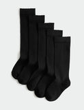 5 pack knee high socks with scalloped trim, imported from the UK